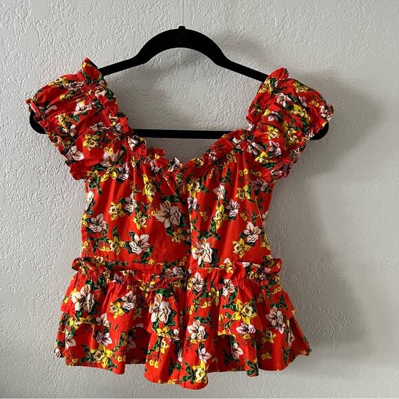 Marissa Webb Magnolia Floral Print Ruffle Blouse - Picture 7 of 7